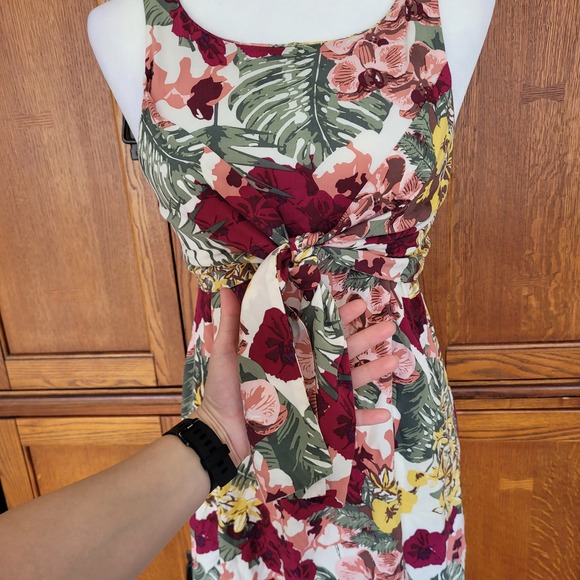 World Market Women's Tropical Tie Front Floral Sleeveless Dress. Size S/M‎ - Picture 3 of 10